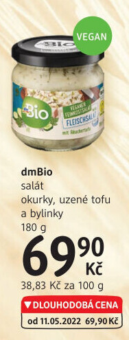 Salát s okurky, uzené tofu a bylinky dm Bio