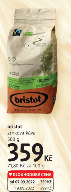 Zrnková káva bio Bristot