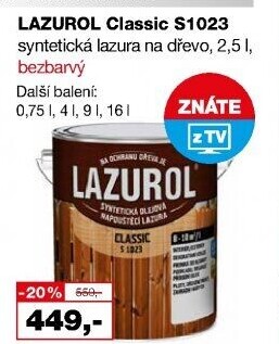 Lazura na dřevo Classic Lazurol