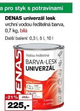 Vodou ředitelná vrchní barva Denas Uni Lesk