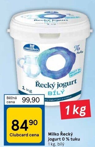 Bílý jogurt řecký 0% Milko
