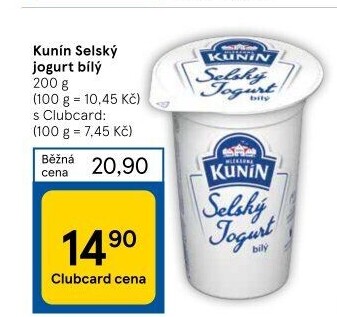 Bílý jogurt selský Kunín