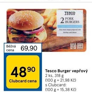 Burger vepřový Tesco