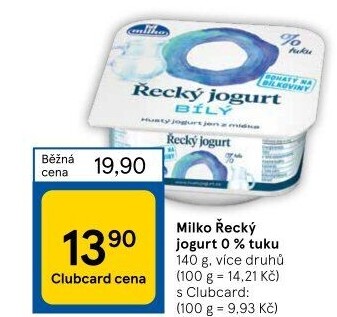 Ochucený jogurt řecký 0% Milko