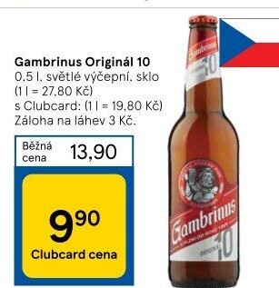 Pivo světlé výčepní Originál 10° Gambrinus