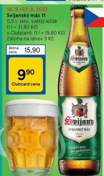 Pivo světlý ležák 11° Svijanský Máz Svijany