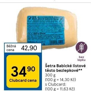 Těsto listové babické bez lepku Šetra