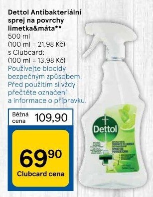 Čistič povrchů antibakteriální ve spreji Dettol