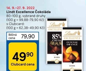 Čokoláda Excellence Lindt