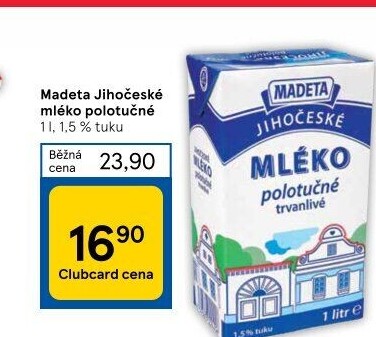 Mléko trvanlivé Jihočeské Madeta - 1,5% polotučné