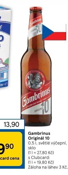 Pivo světlé výčepní Originál 10° Gambrinus