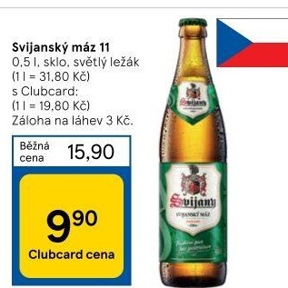 Pivo světlý ležák 11° Svijanský Máz Svijany