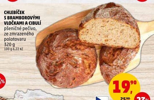 Chléb s bramborovými vločkami a cibulí