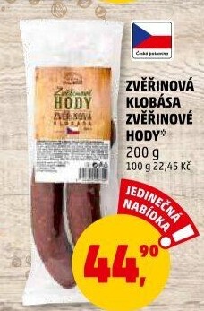 Klobása zvěřinová Zvěřinové hody Dobré maso