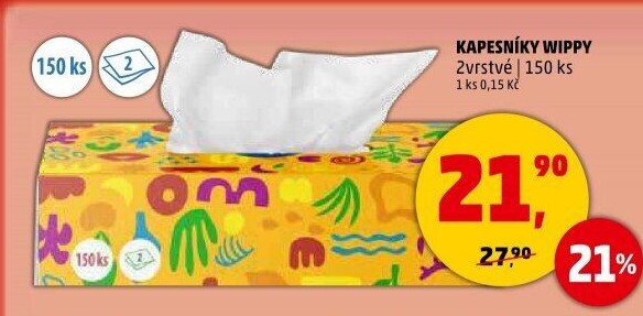 Papírové kapesníčky 2vrstvé Wippy - box