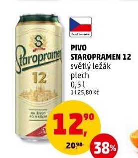 Pivo světlý ležák 12° Staropramen
