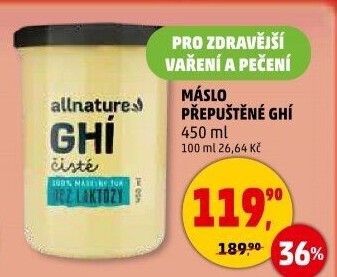 Přepuštěné máslo Ghí Allnature
