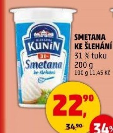 Smetana ke šlehání Kunín 31%