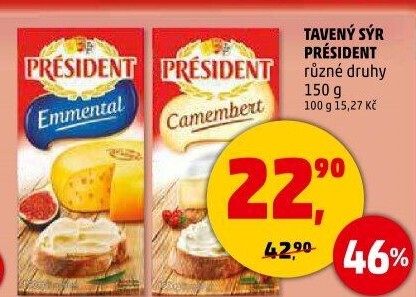 Tavené sýry Président