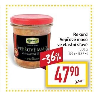 Maso vepřové ve vlastní šťávě Rekord