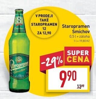 Pivo světlé výčepní 10° Smíchov Staropramen