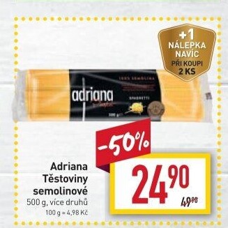 Těstoviny semolinové Adriana