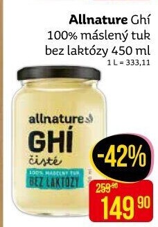 Přepuštěné máslo Ghí Allnature