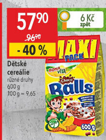 Cereálie Čokoládové kuličky Balls Bonavita
