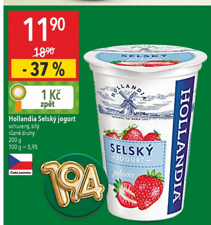 Ochucený jogurt selský Hollandia