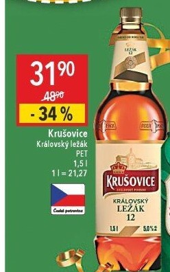 Pivo světlé Královský ležák 12° Krušovice