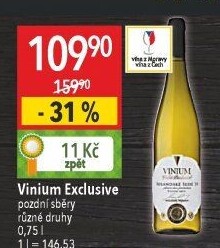 Víno Rulandské šedé Vinium Exclusive Velké Pavlovice - pozdní sběr