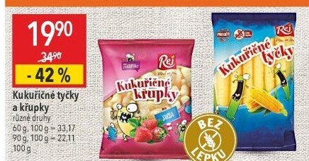 Kukuřičné tyčky bez lepku Rej