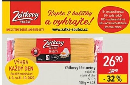 Těstoviny vaječné Zátkovy