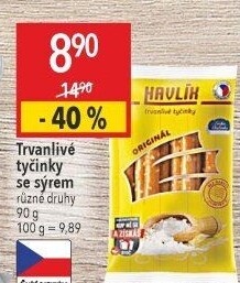 Tyčinky trvanlivé se sýrem a solí Havlík