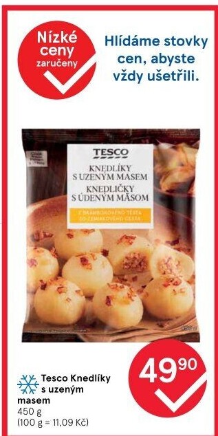Knedlíky plněné uzeným masem mražené Tesco