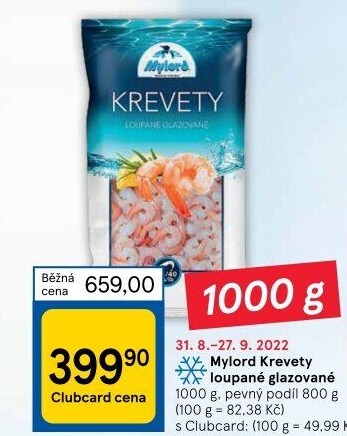Krevety celé loupané mražené Mylord