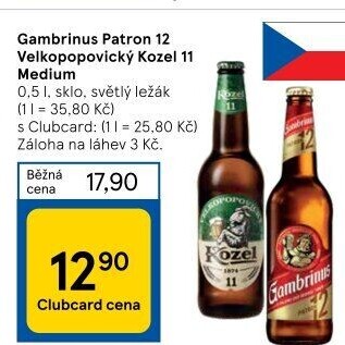 Pivo světlý ležák 12° Patron Gambrinus