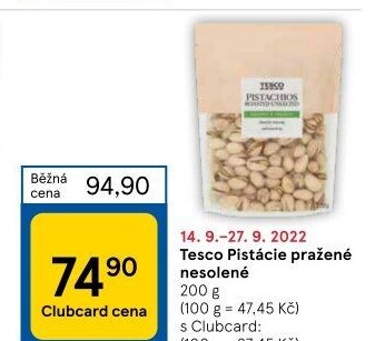 Pražené pistácie Tesco