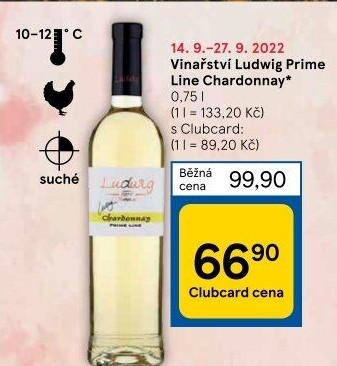 Víno Chardonnay Ludwig Prime Line Vinařství Ludwig