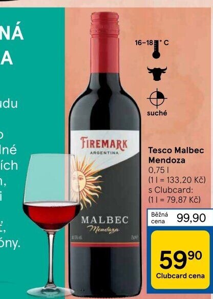 Víno Malbec Mendoza Tesco