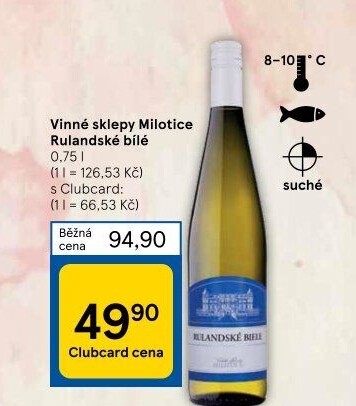 Víno Rulandské bílé Vinné sklepy Milotice