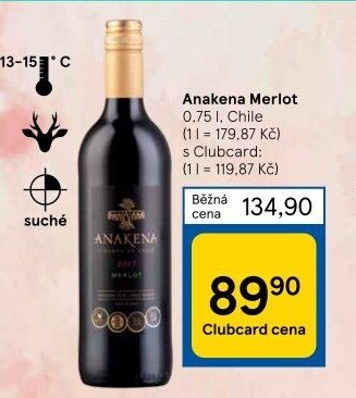 Víno Merlot Anakena