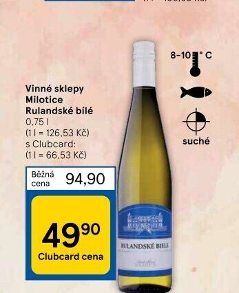 Víno Rulandské bílé Vinné sklepy Milotice