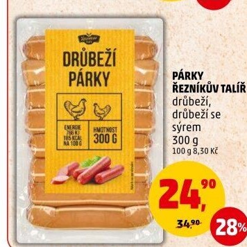 Párky drůbeží se sýrem Řezníkův Talíř