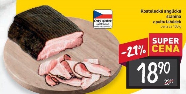 Anglická slanina kostelecká Kostelecké uzeniny