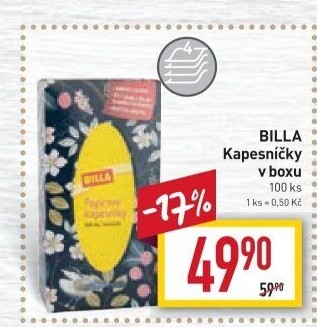 Kapesníčky papírové 4vrstvé Billa - box