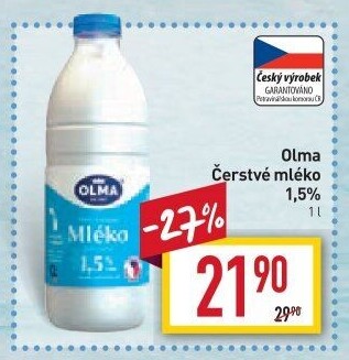 Mléko čerstvé Olma - 1,5% polotučné