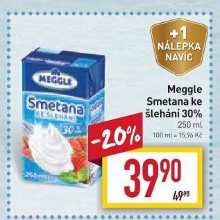 Smetana ke šlehání trvanlivá Meggle 30%