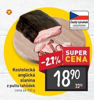 Anglická slanina kostelecká Kostelecké uzeniny