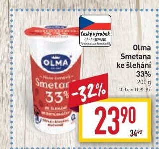 Smetana ke šlehání Olma 33%